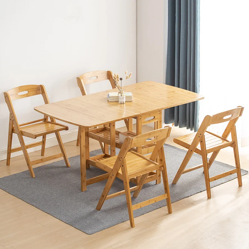 Современные минималистичные обеденные стулья кухонный стул из натурального бамбука Складной Дизайн Сочетание мебели для гостиной со стульями Nordic Изображение 2