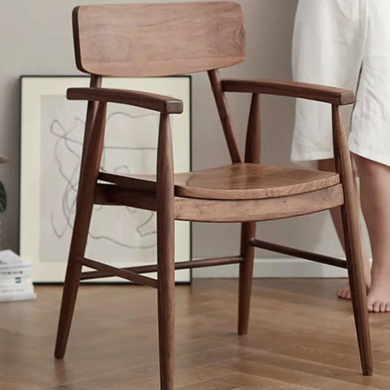 Обеденный стул из массива дерева в гостиной с отдельными акцентами, Кухонный обеденный стул, минималистичный шезлонг, прикольные украшения Изображение 3