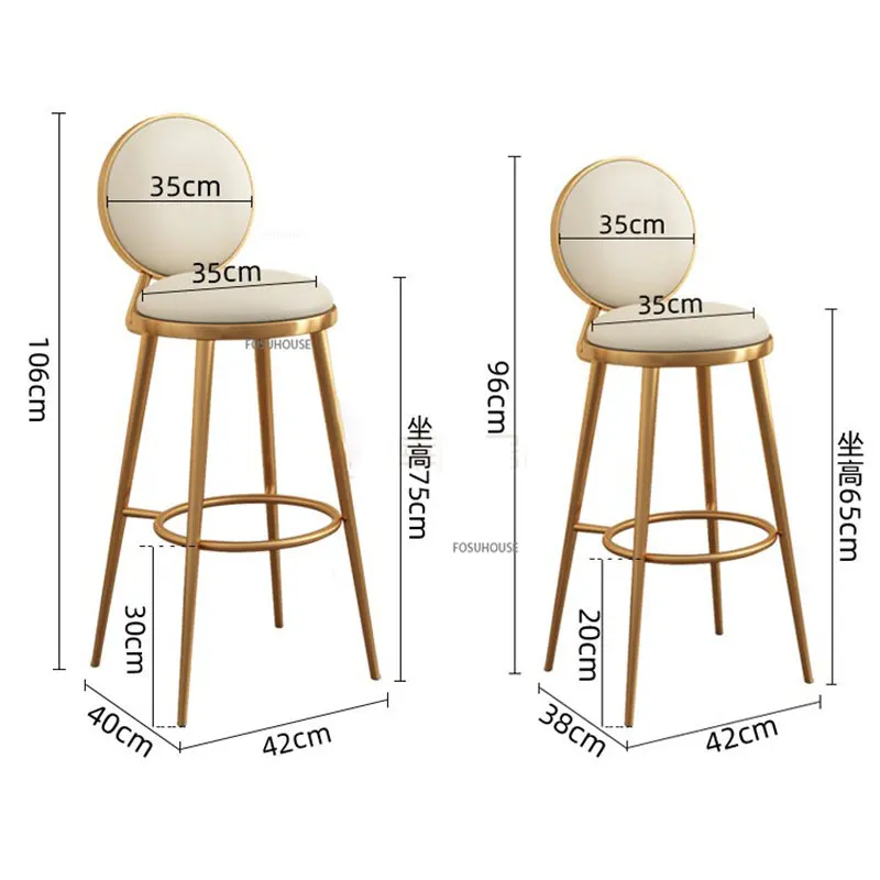 Современный металлический барный стул для кухонной мебели домашнего кафе-ресторана The Bar Chairs Золото, барный стул с высокими ножками из нержавеющей стали Изображение 5