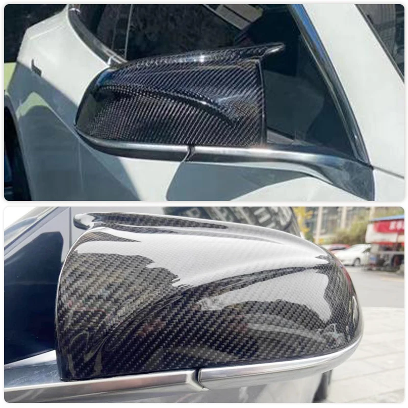 Крышки автомобильных зеркал заднего вида для Tesla Модель 3 2017 2018 2019 2020 Гоночные Боковые крышки зеркал заднего вида из углеродного волокна Изображение 1