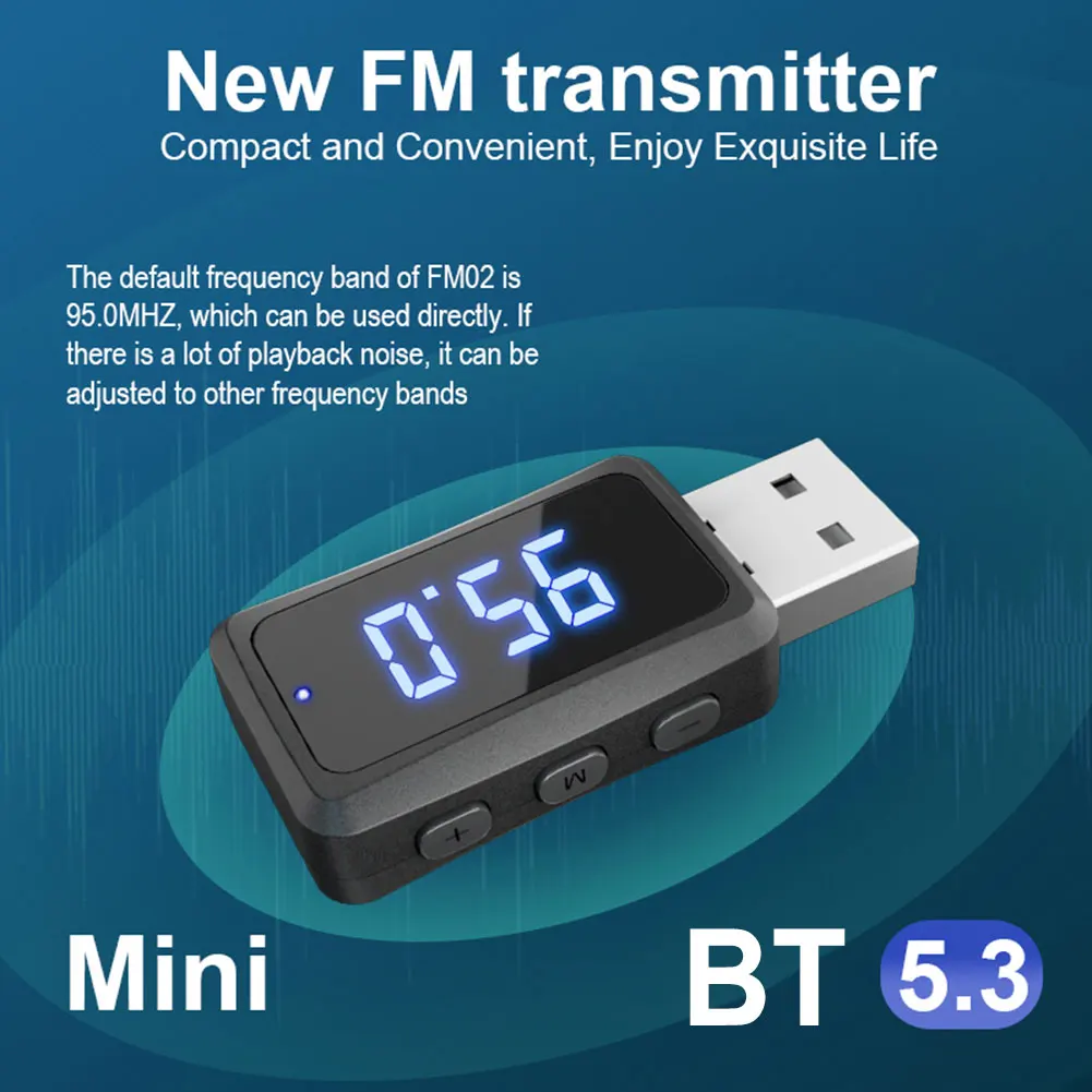 FM02 Автомобильное зарядное устройство Bluetooth 5.3 FM-передатчик автомобильный Bluetooth-приемник Автомобильный Bluetooth FM-передатчик USB-зарядное устройство автоаксессуары Изображение 0