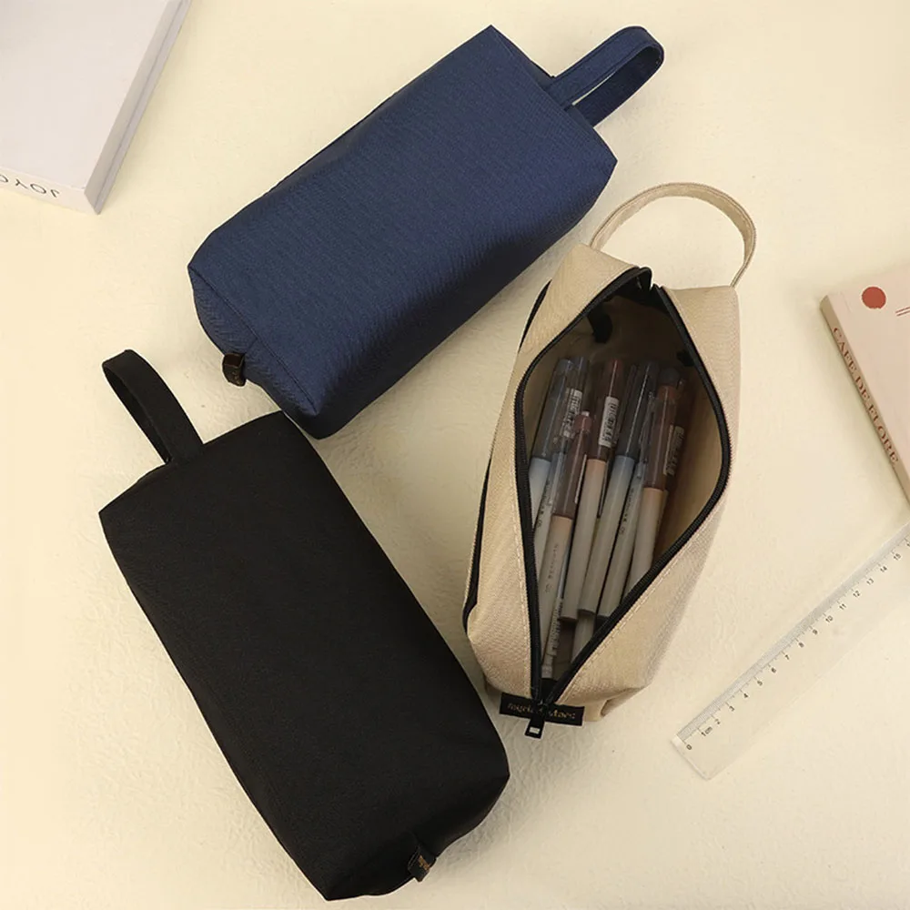Специальный пенал из ткани Оксфорд, однотонная сумка для карандашей большой емкости, прочный высококачественный органайзер для авторучек, канцелярские принадлежности Изображение 1
