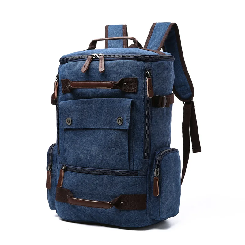 Холщовый рюкзак, мужской рюкзак, сумка для компьютера большой емкости, многоцелевая дорожная сумка для отдыха, корейский вариант модного рюкзака Изображение 3