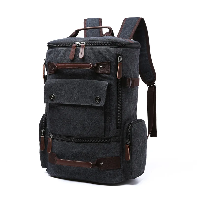 Холщовый рюкзак, мужской рюкзак, сумка для компьютера большой емкости, многоцелевая дорожная сумка для отдыха, корейский вариант модного рюкзака Изображение 4