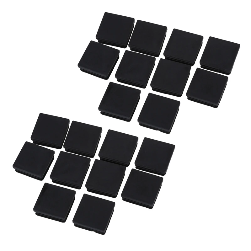 Пластиковые квадратные трубчатые вставки 40 мм x 40 мм, заглушки для торцов черного цвета, 20 шт Изображение 0