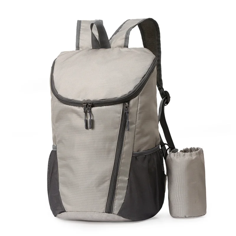 Портативная сумка для кемпинга на открытом воздухе, походный рюкзак, водонепроницаемый легкий упаковываемый рюкзак для путешествий - серый Изображение 0