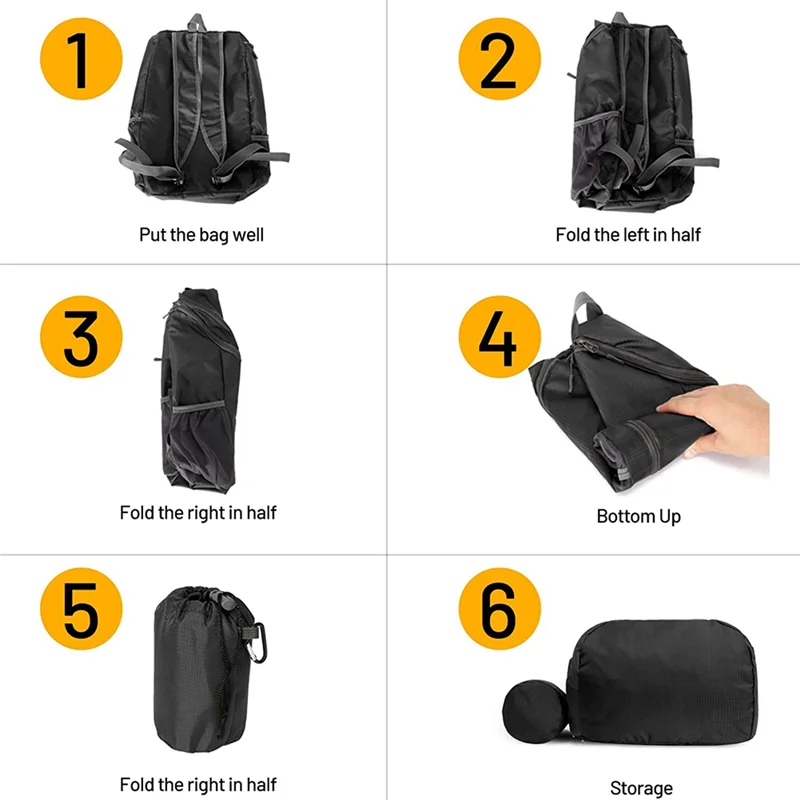 Портативная сумка для кемпинга на открытом воздухе, походный рюкзак, водонепроницаемый легкий упаковываемый рюкзак для путешествий - серый Изображение 5