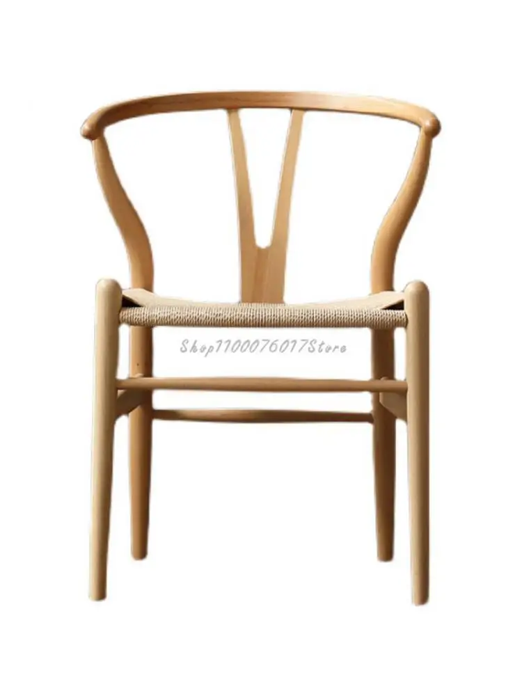 Обеденный стул из чистого массива дерева, Y-образный стул с буковой спинкой, рабочий стол, скандинавский современный Минималистичный стул для дома для отдыха Изображение 0