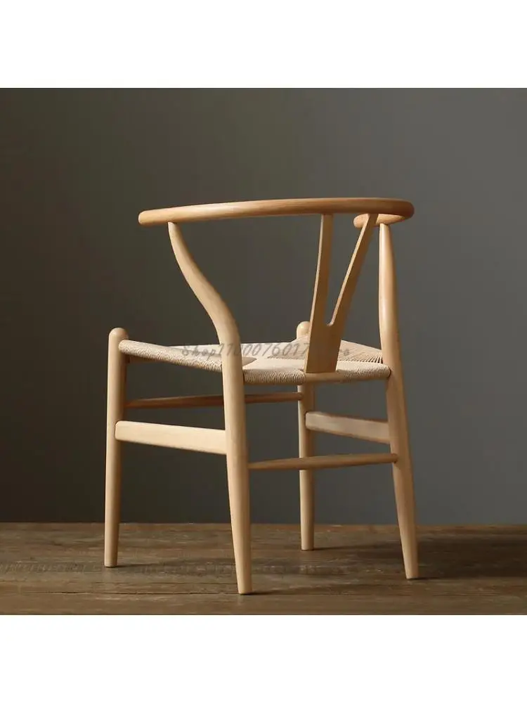 Обеденный стул из чистого массива дерева, Y-образный стул с буковой спинкой, рабочий стол, скандинавский современный Минималистичный стул для дома для отдыха Изображение 1