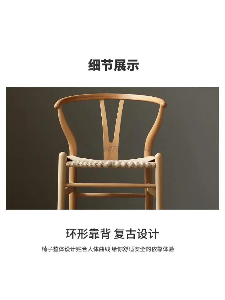Обеденный стул из чистого массива дерева, Y-образный стул с буковой спинкой, рабочий стол, скандинавский современный Минималистичный стул для дома для отдыха Изображение 5