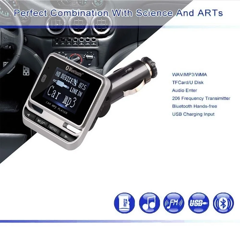 Автомобильный ЖК-MP3-плеер, совместимый по Bluetooth с функцией громкой связи с 1,44-дюймовым экраном L9BC Изображение 5