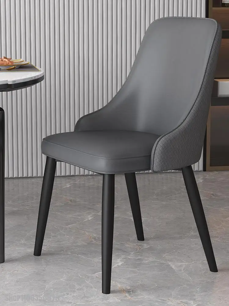 Легкое роскошное простое современное кресло Nordic Ресторан Отель Мягкая сумка стул с кожаной спинкой Минималистичный домашний обеденный стул Изображение 0