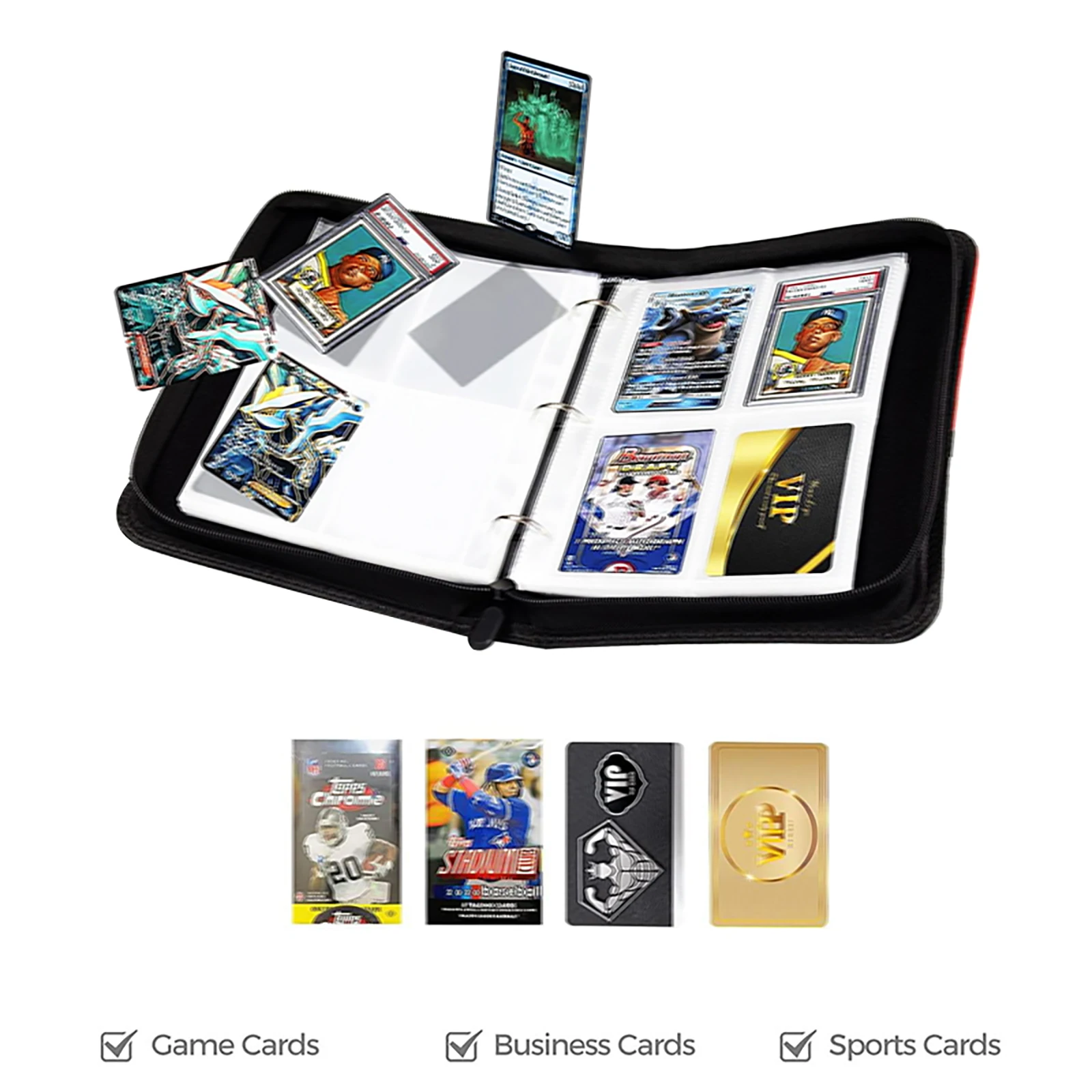400 карманов Папка для футбольных карточек, папка для торговых карточек 4 кармана с 50 съемными накладками для футбольных карточек и спортивных карточек Изображение 5