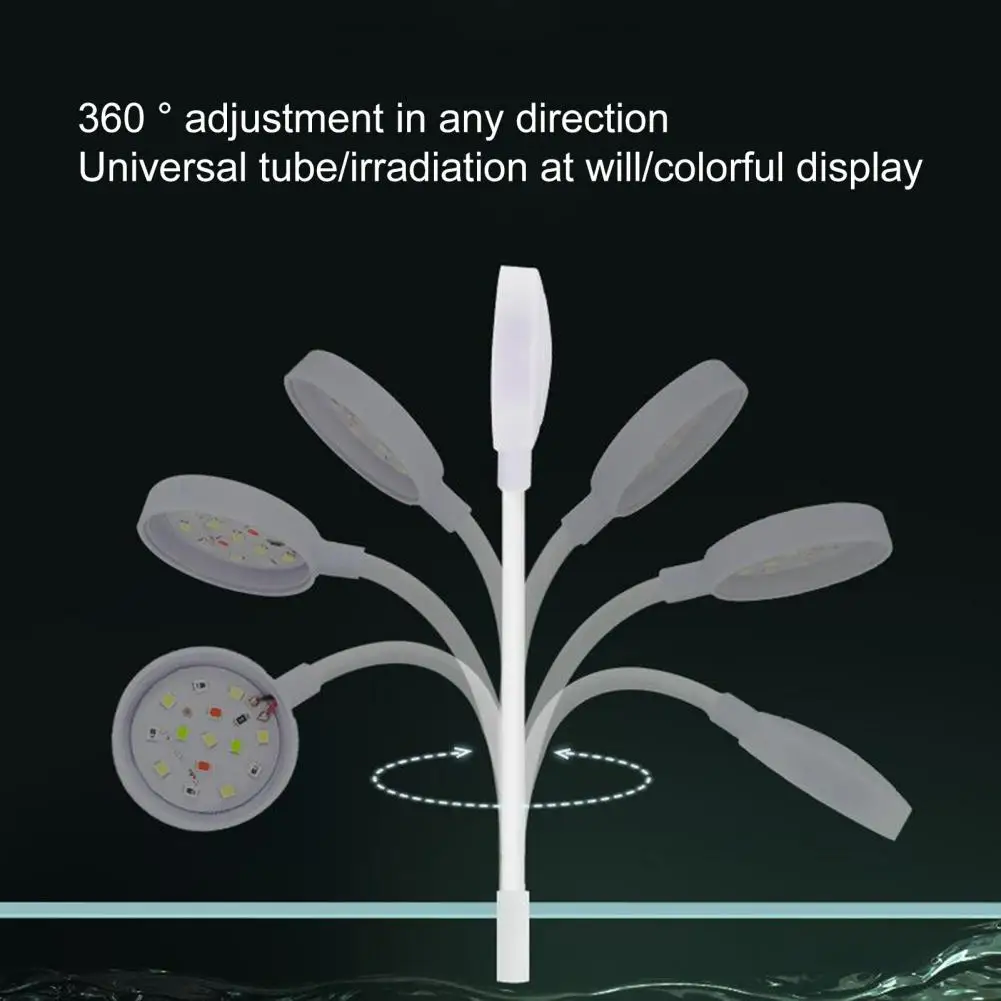 Энергосберегающие фонари для аквариумов с мягким подключением, Универсальные Водонепроницаемые Светодиодные аквариумные светильники 360 ° для рыб Изображение 3