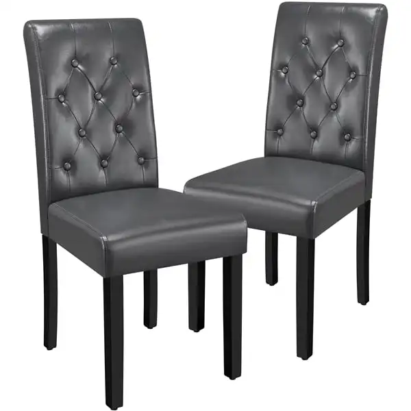 Обеденный стул из искусственной кожи Alden Design Parson с ножками из массива дерева, комплект из 2 штук, Espresso Изображение 0