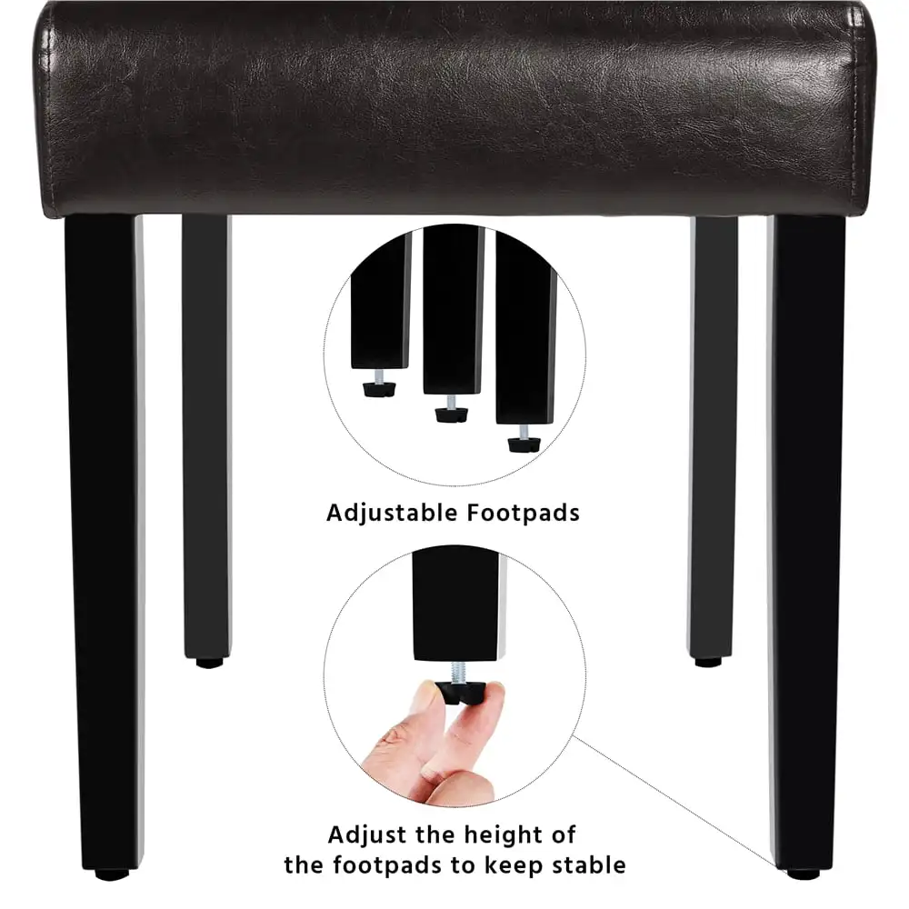 Обеденный стул из искусственной кожи Alden Design Parson с ножками из массива дерева, комплект из 2 штук, Espresso Изображение 2