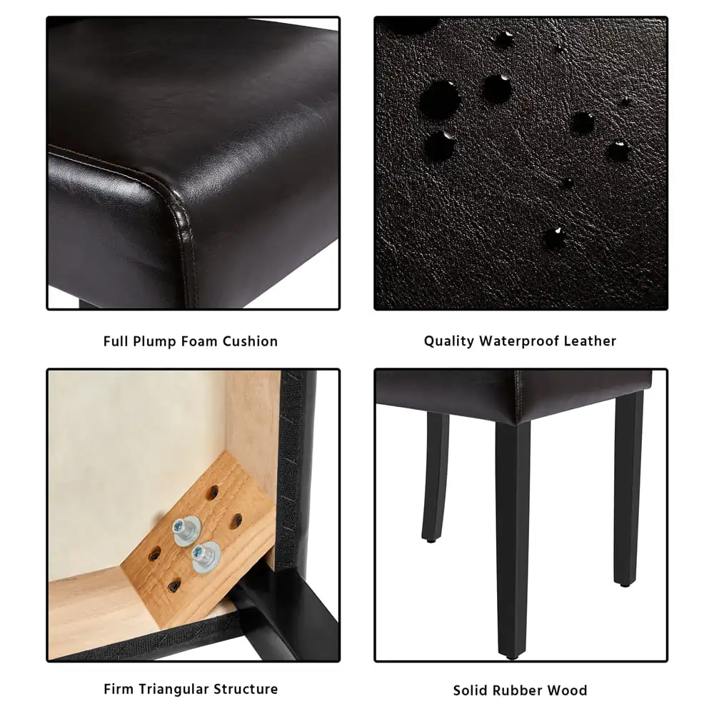Обеденный стул из искусственной кожи Alden Design Parson с ножками из массива дерева, комплект из 2 штук, Espresso Изображение 4