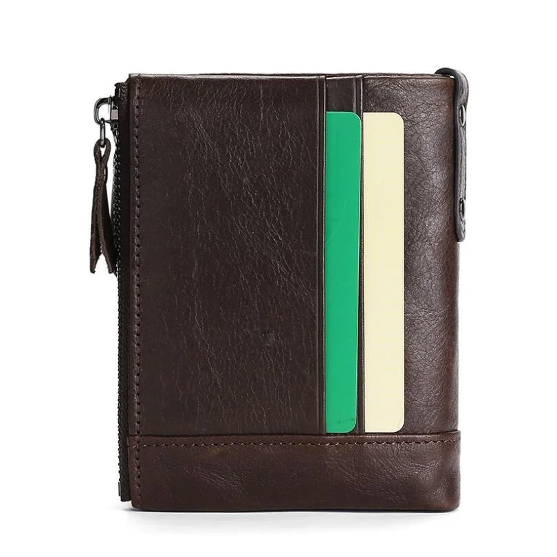 Мужской карманный кошелек из мягкой натуральной кожи, мужской короткий кошелек для монет и карточек, модный RFID-код для джинсов 2024, новейший дизайн. Изображение 1