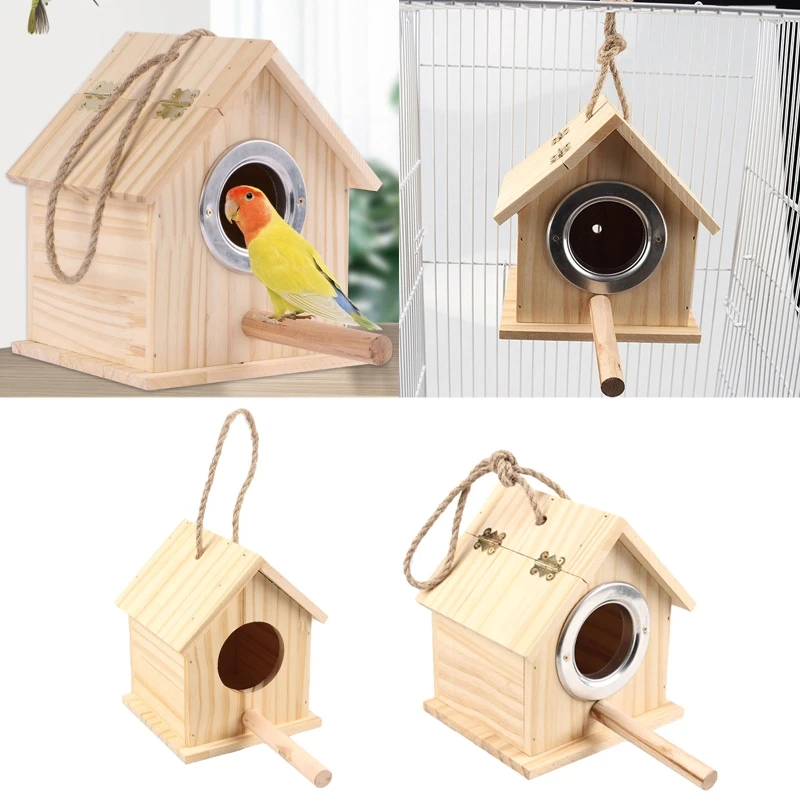 Птичий домик для клетки, ящик для гнезд для попугаев, Птичий домик для попугаев, ласточек, маленьких птичек, коробка для спаривания неразлучников 87HA Изображение 0