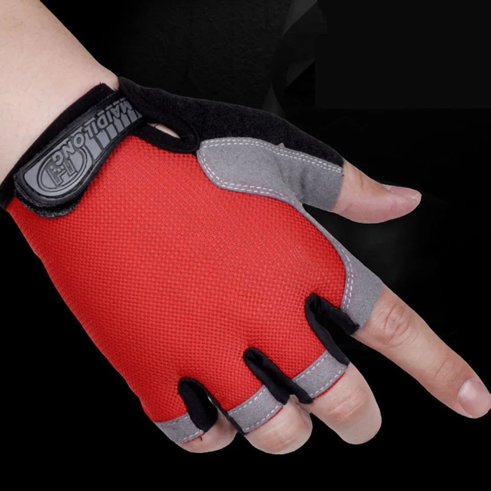 Одна пара велосипедных противоскользящих перчаток против пота, мужские Женские перчатки на половину пальца, дышащие противоударные спортивные перчатки, велосипедные перчатки Изображение 3