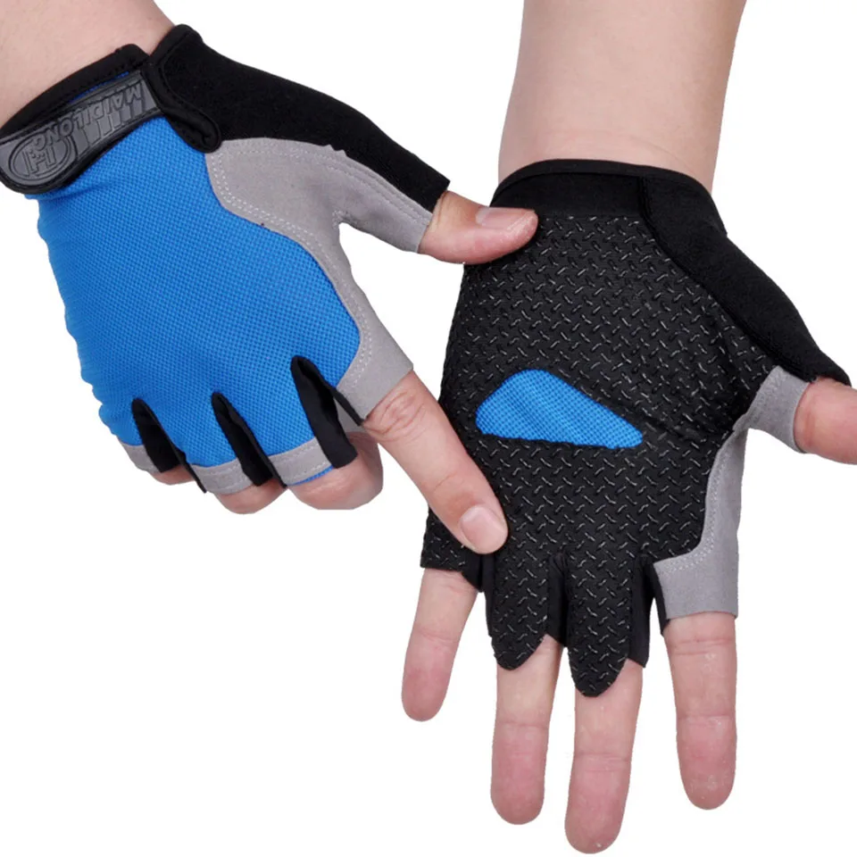 Одна пара велосипедных противоскользящих перчаток против пота, мужские Женские перчатки на половину пальца, дышащие противоударные спортивные перчатки, велосипедные перчатки Изображение 4