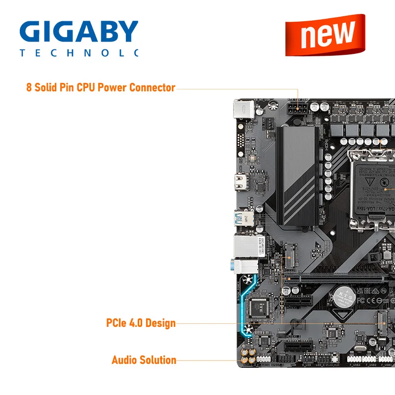 Материнская плата LGA 1700 Gigabyte B760M с поддержкой питания Intel 12-го и 13-го поколений, процессор DDR5 PCI-E 4.0 M.2, Материнская плата Новая Изображение 3