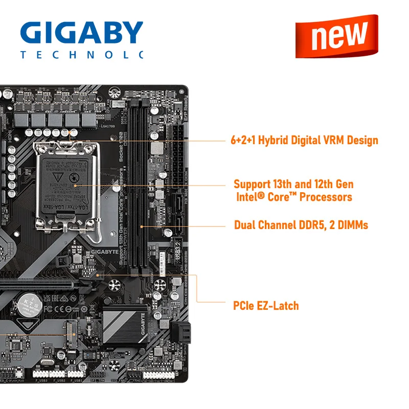Материнская плата LGA 1700 Gigabyte B760M с поддержкой питания Intel 12-го и 13-го поколений, процессор DDR5 PCI-E 4.0 M.2, Материнская плата Новая Изображение 4