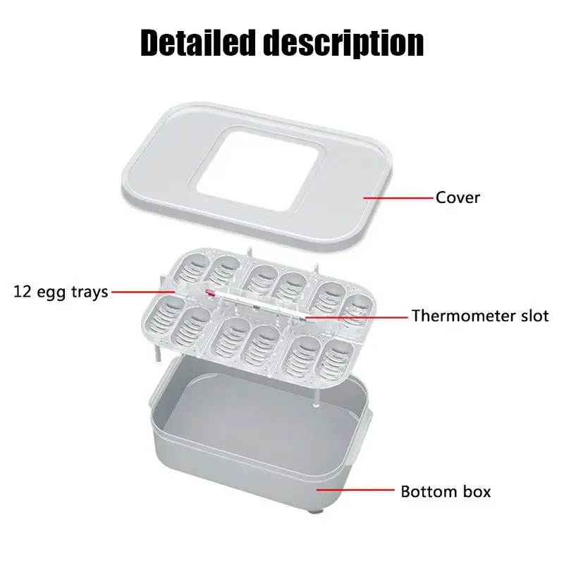 Маленький инкубатор для яиц рептилий, 12-сеточный профессиональный ящик для разведения с лотком для яиц, Инкубатор для разведения яиц рептилий, ящик для инкубатора, лоток для инкубатора Изображение 2